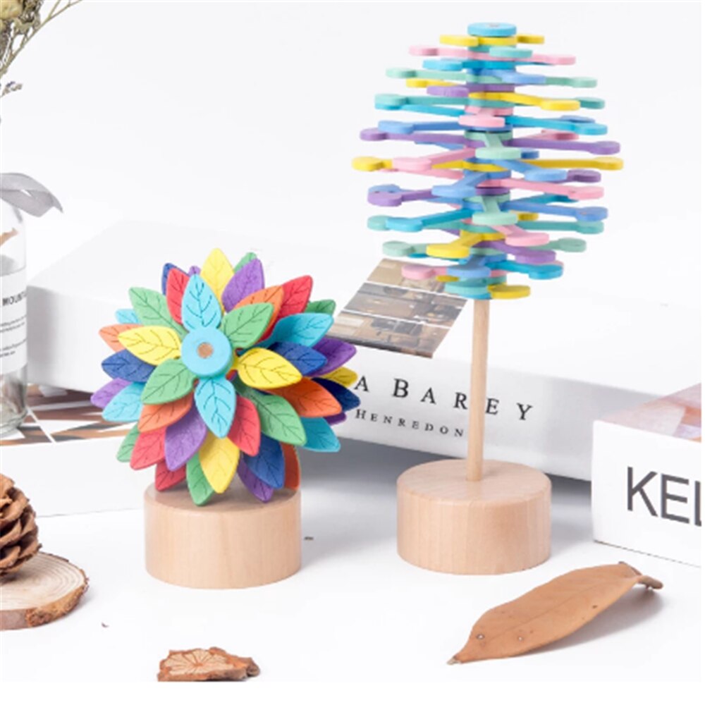 Jouets en bois colorés tige rotative créative enfants petits jouets en bois nouveauté jouets décompression adulte