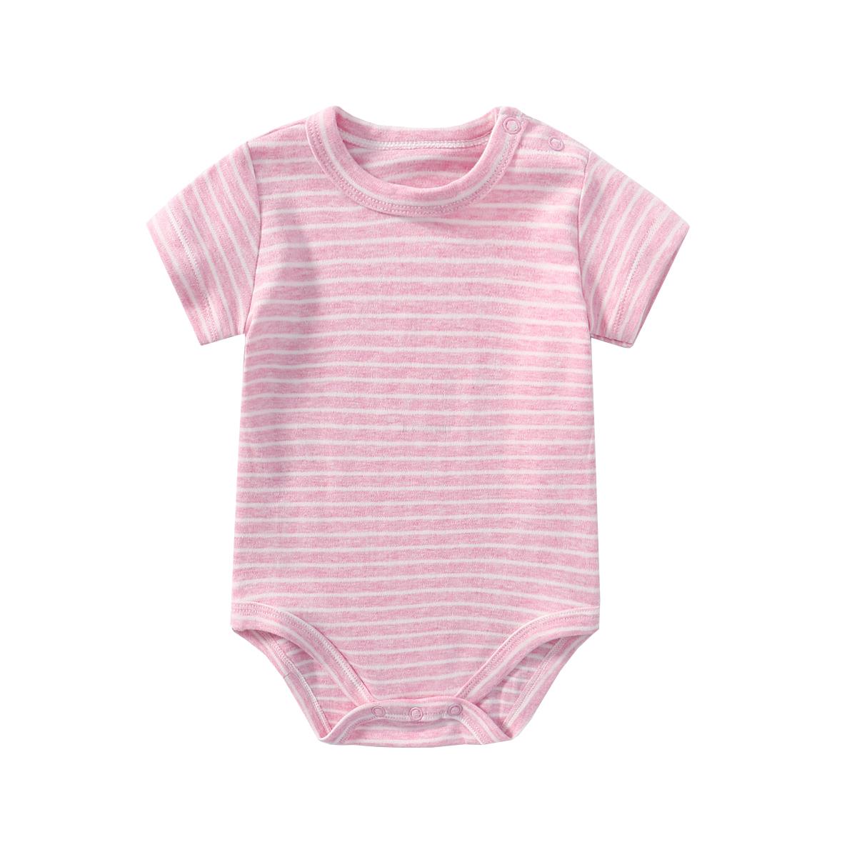 Baby-strampler, sommer, gestreift, kurzarm, baumwollbody, neugeborenen-jungen, mädchen, bebe steigen kleidung 0-24m: Rosa / 90(18-24m)