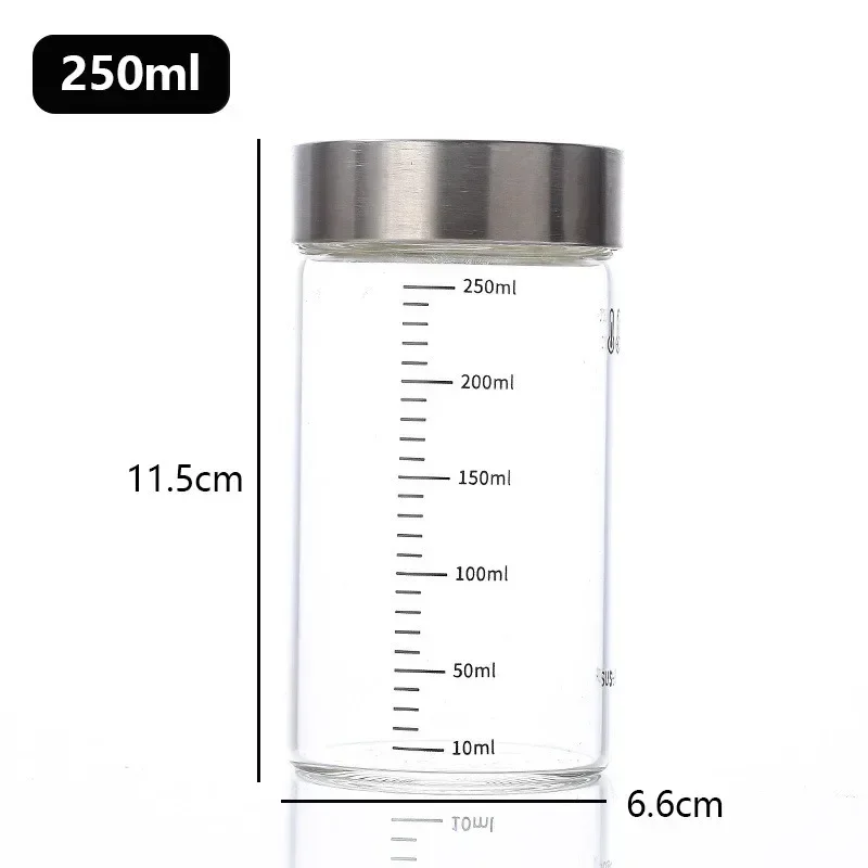 100-500ml Glass Bottle with Scale High Borosilicate Heat-resistant Glass Seal Jar Kitchen Seasoning Spices Storage Bottle Gadget: Blue