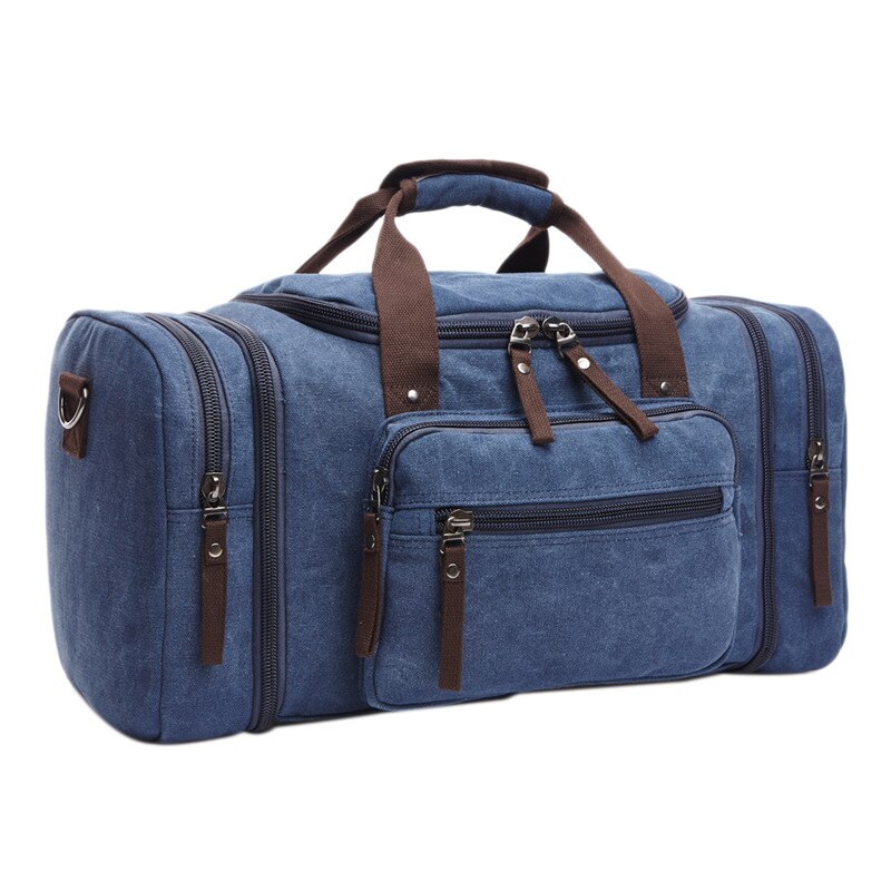 Gran capacidad, equipaje de mano para hombre, bolsas de lona para viaje, bolsas de viaje, bolsos de hombro para fin de semana, bolsa de lona multifuncional para la noche: Blue