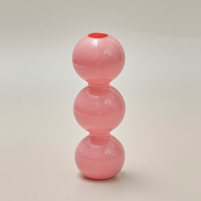 Vase à bulles de couleur Jade, petit support de fleurs, vases en verre, accessoires de décoration pour la maison pour le salon: PinkJade S