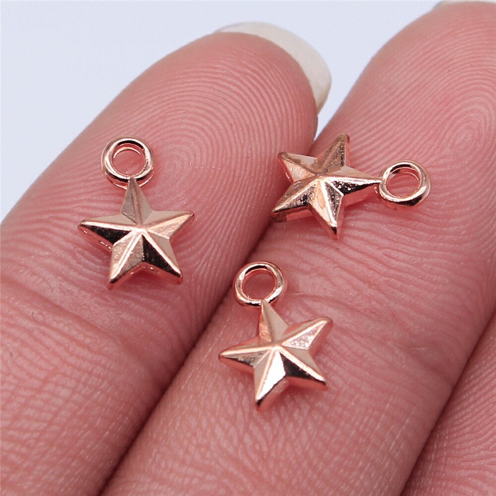 Wysiwyg 50 Stks/partij Pentagram Star Bedels Voor Sieraden Maken 10X7Mm 3 Kleuren Antiek Brons Vergulde Accessoires