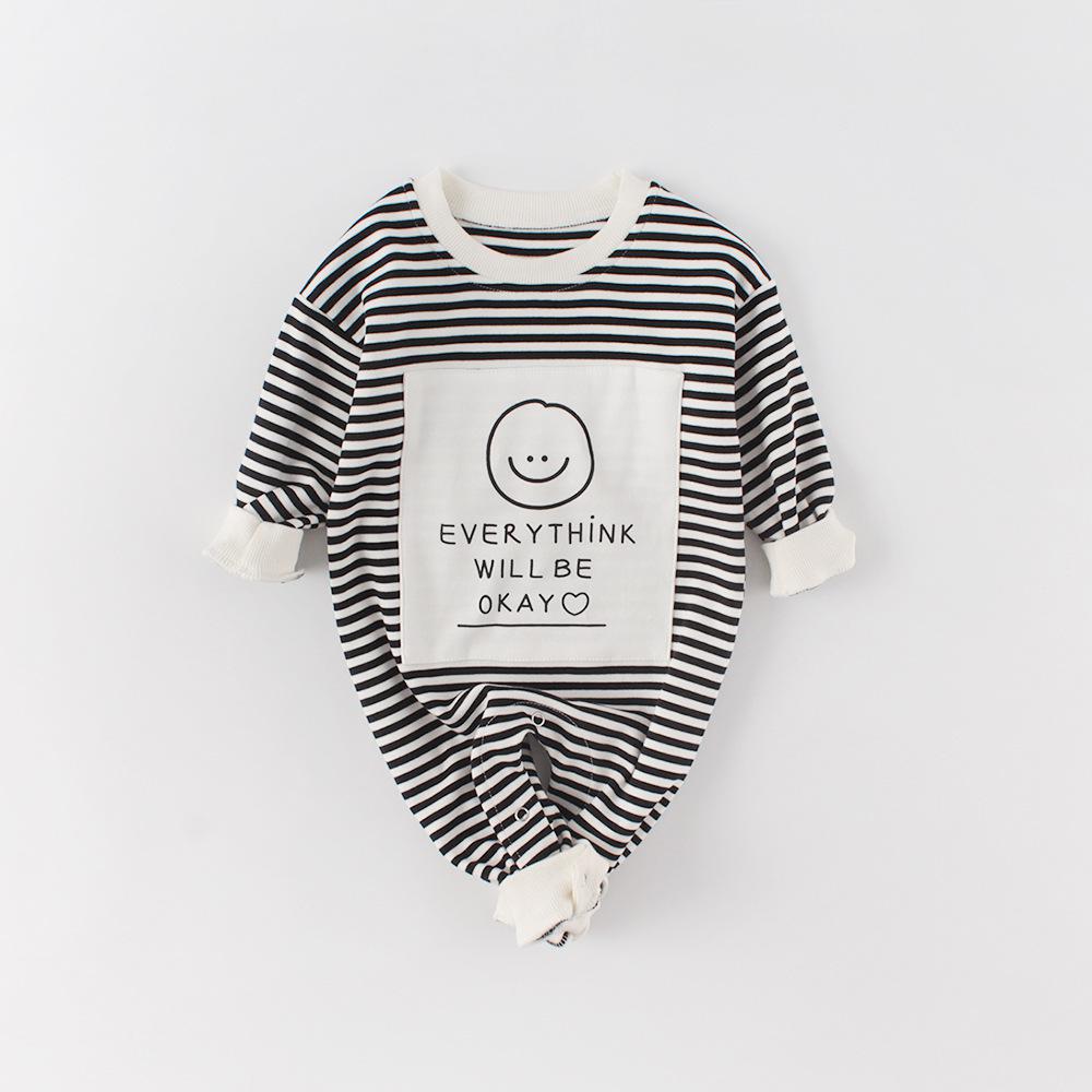 0-24 m infantil bebê recém-nascido da menina do menino macacão macio listrado algodão manga longa macacão outfits 2020 primavera da criança do bebê trajes: 92133black / 24 m