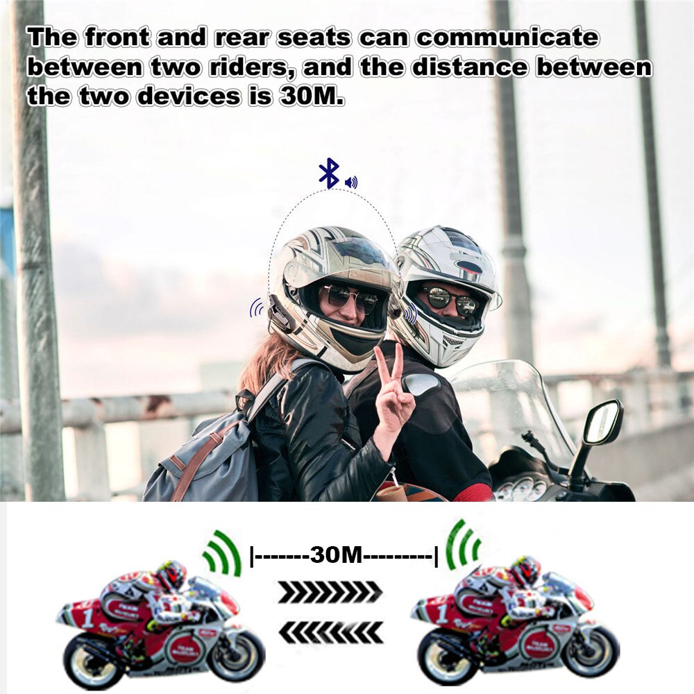 Kebidu-oreillette Bluetooth pour moto, appareil de communication pour casque, Intercom pour 2 motocyclistes, sans fil, portée 100M, musique