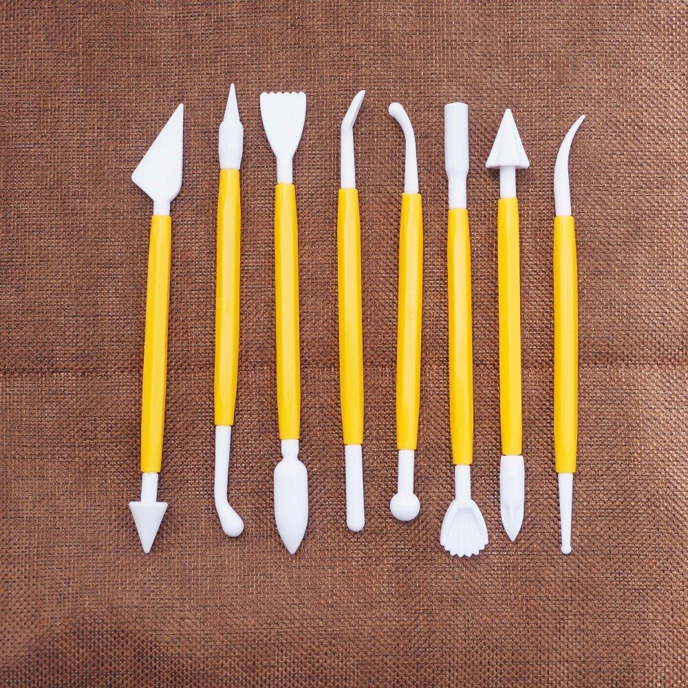 8 stks/set Fondant Cake Modelling Tool Sugarcraft Bloem 16 Patronen Cutter Wiel Gereedschap Wedding Cake Decorating Pen Cakevorm