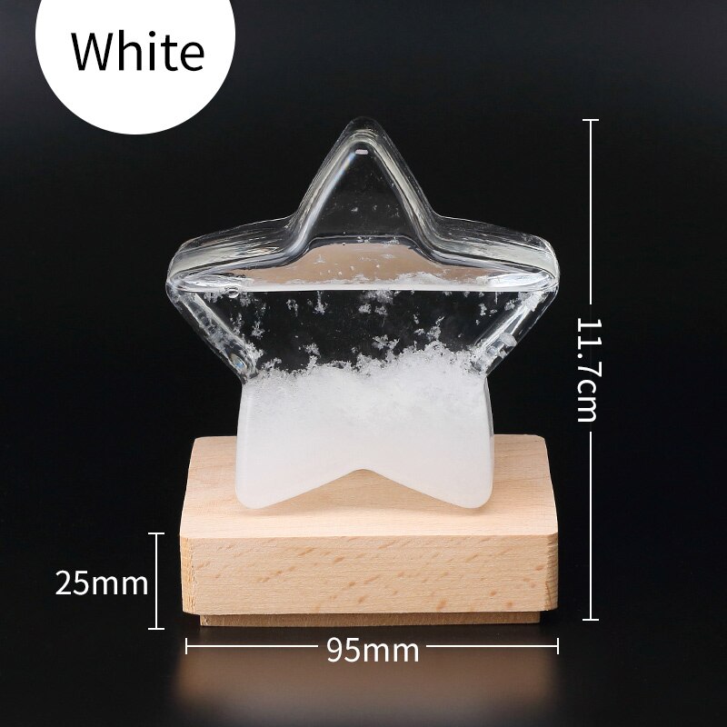 Weather Forecast Storm Glass Crystal Tempo Free Engraving Star Shape Ornaments Home Decor TQYBP-HX: White