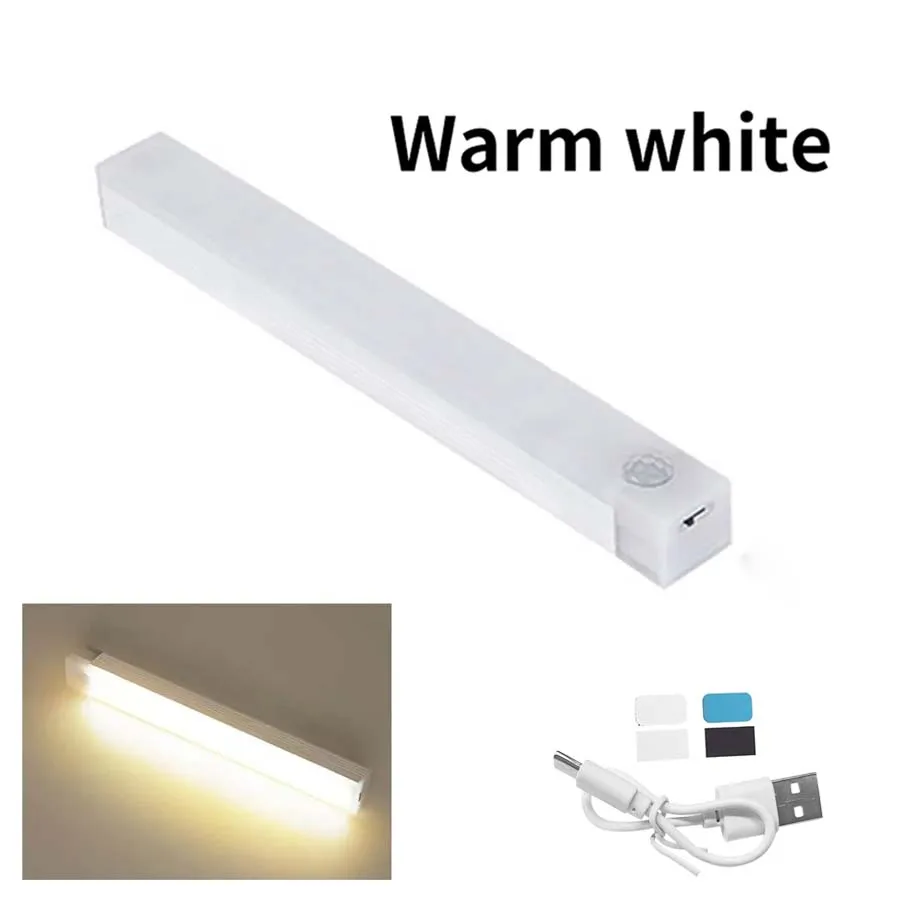Luz LED para armario con Sensor de movimiento, luz nocturna LED recargable inalámbrica, portátil, para cocina, armario, escalera, retroiluminación: Rojo / Marrón