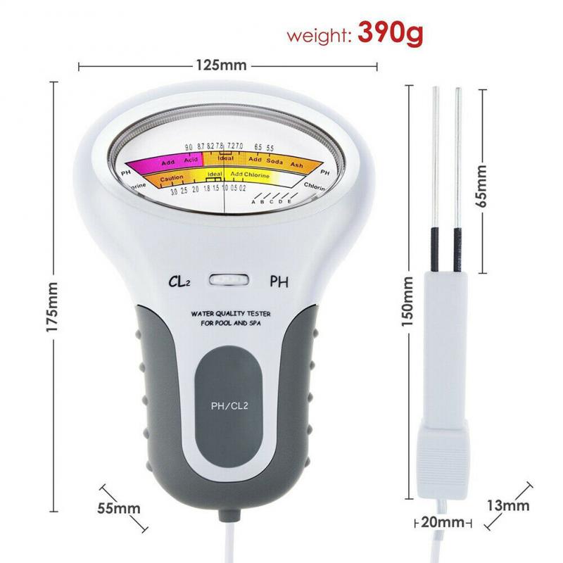 Vatten ph /cl2 klor tester nivå 2 in 1 bärbar digital ph-mätare pool spa analytiska instrument cloro piscina