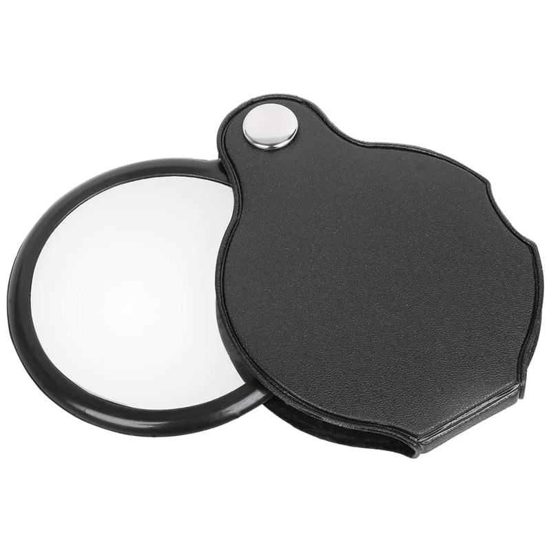 Folding Fold Away Pocket Magnifying Glass Magnifier Lens 3X Magnification Folding Leather Case Magnifying Glass: Default Title