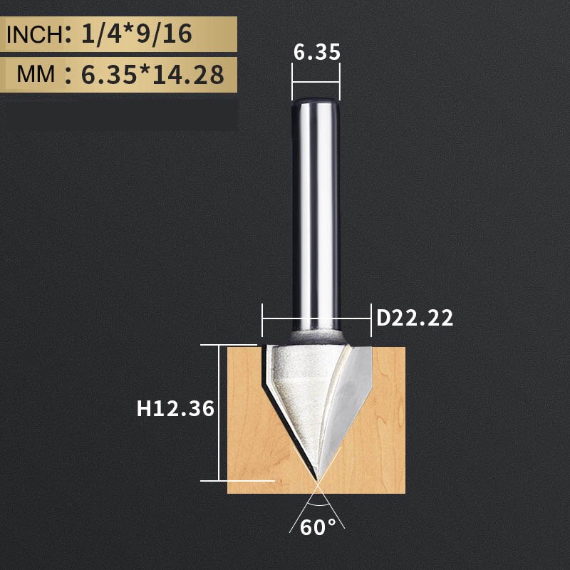 TIDEWAY 45 60 Degree V Bit Tungsten Carbide 3D V-Shaped Engraving Router Bit CNC Woodworking Tool for Hardwood MDF Plywood: V00902