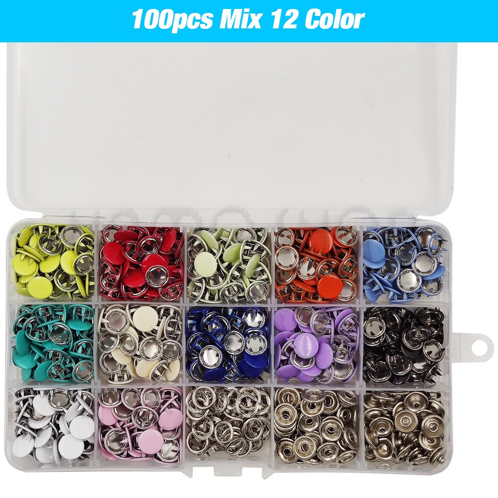 9.5mm Metal Prong Snap Button Solid Press Prong Fasteners Studs Pliers Tool Set Kits For Clothes Garment Sewing Bags Shoes: Antique Brass