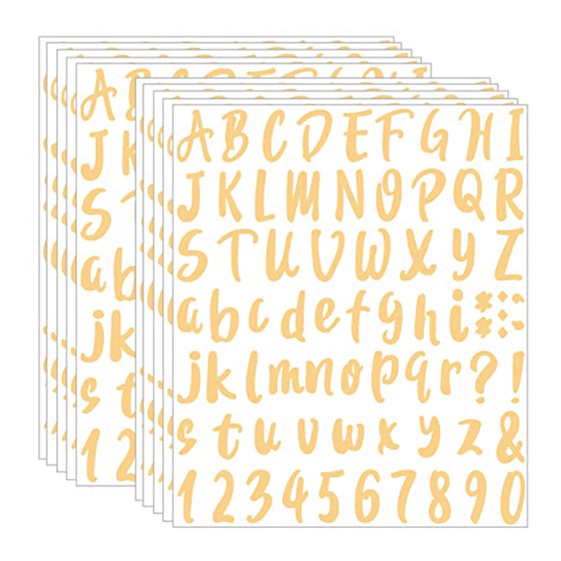 10 Sheets Vinyl Letters Numbers Kit Self Adhesive Letter Stickers Waterproof Mailbox Numbers Sticker: Gold