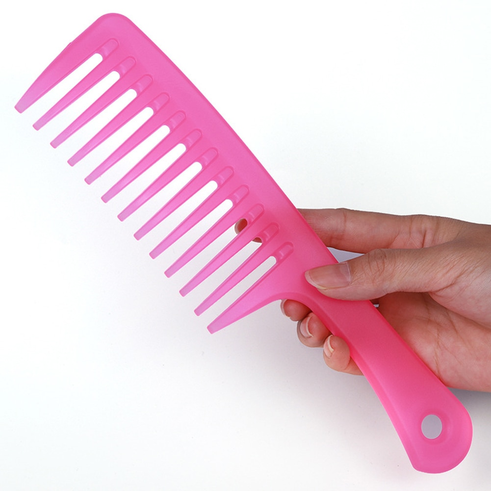 1pc Large Wide Tooth Comb Anti-static Hole Handle Grip Hairbrush Women Resin Curly Hair Hairbrush Beauty Tool