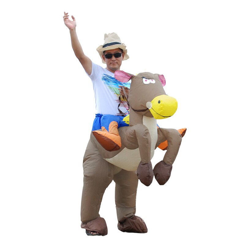 Halloween Adults Children Ride on Animals Inflatable Costumes Ox Carry Me Fancy Inflatable Clothing Cartoon Cowboy Costume Props