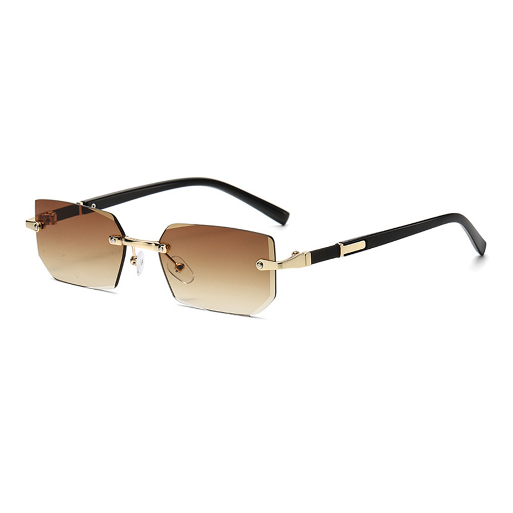 Kleine rechteckige randlose Sonnenbrille Männer Luxusmarke rahmenlose Leoparden Sonnenbrille für Frauen Jahrgang quadratische Brillen farben: Gold