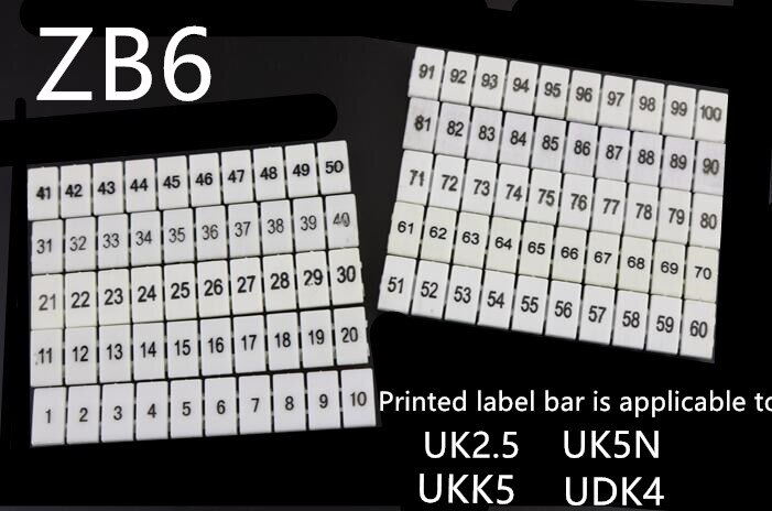 10 stk flammehæmmende  uk2.5b uk5n udk 4 ukk 5 terminal række digitalt mærke nummer rør  zb6 print label strimmel