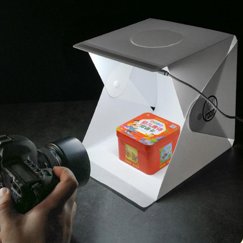 Fotografi led-ljusrum fotostudio ljustält mjuklåda bakgrunder fotolåda för dslr-kamera 22cm bärbar hopfällbar ljuslåda