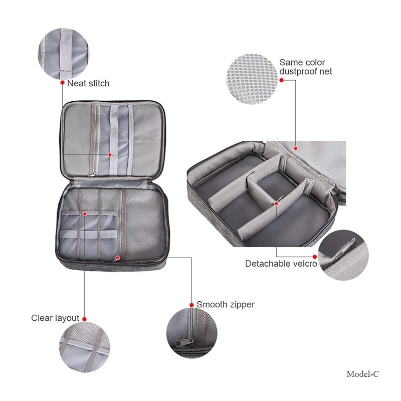 Odporne na wstrząsy elektroniczne akcesoria podróżne torba cyfrowa torebka na słuchawki gadżety etui Power Bank kabel do ładowarki USB Organizer
