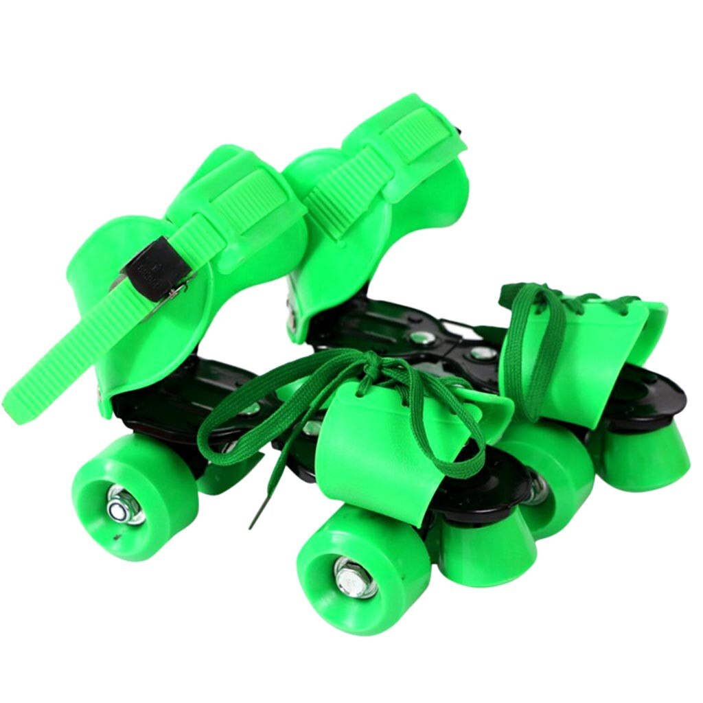Adjustable Size Children Roller Skates Double Row 4 Wheels Skating Shoes Sliding Slalom Inline Skates Kids Roller Skate Shoes: Green