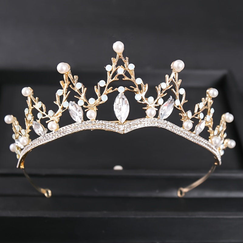 Zilveren Kleur Kristal Kroon Vrouwen Bruids Bruiloft Barok Strass Prinses Diadeem Tiara Haar Sieraden Accessoires Hoofddeksel: Goud-kleur