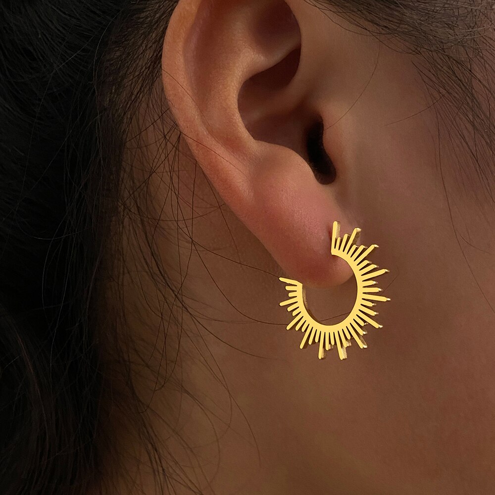 Roestvrij stalen sieraden geometrische oorbellen voor vrouwen Beste halve cirkel Spiked Femme Charm Oorbellen Party Beste huwelijksgeschenken