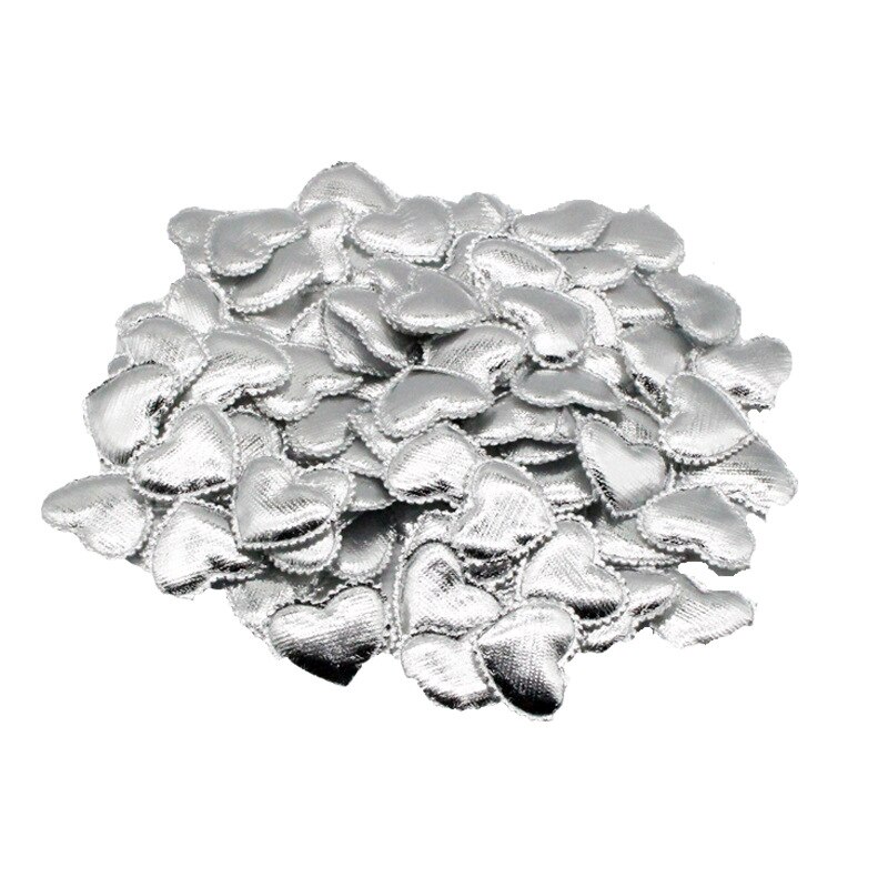 100pcs/bag 2cm Heart Shape Wedding Decorations Sponge Petals Wedding Room Valentine's Day Decoration: Silver