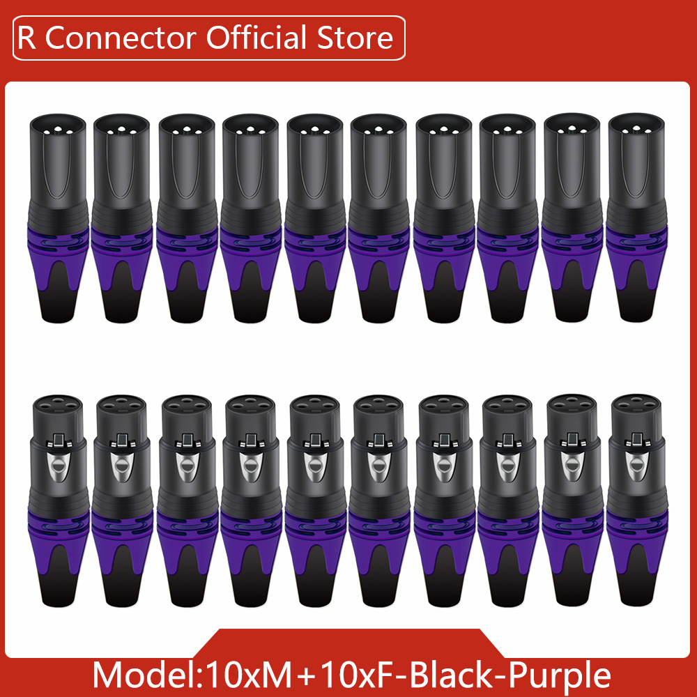 20pcs/10sets Colorful 3Pin XLR Female Jack Male Plug 3Pole XLR Socket Audio Microphone Cable Wire Connectors Power Adapter: Red