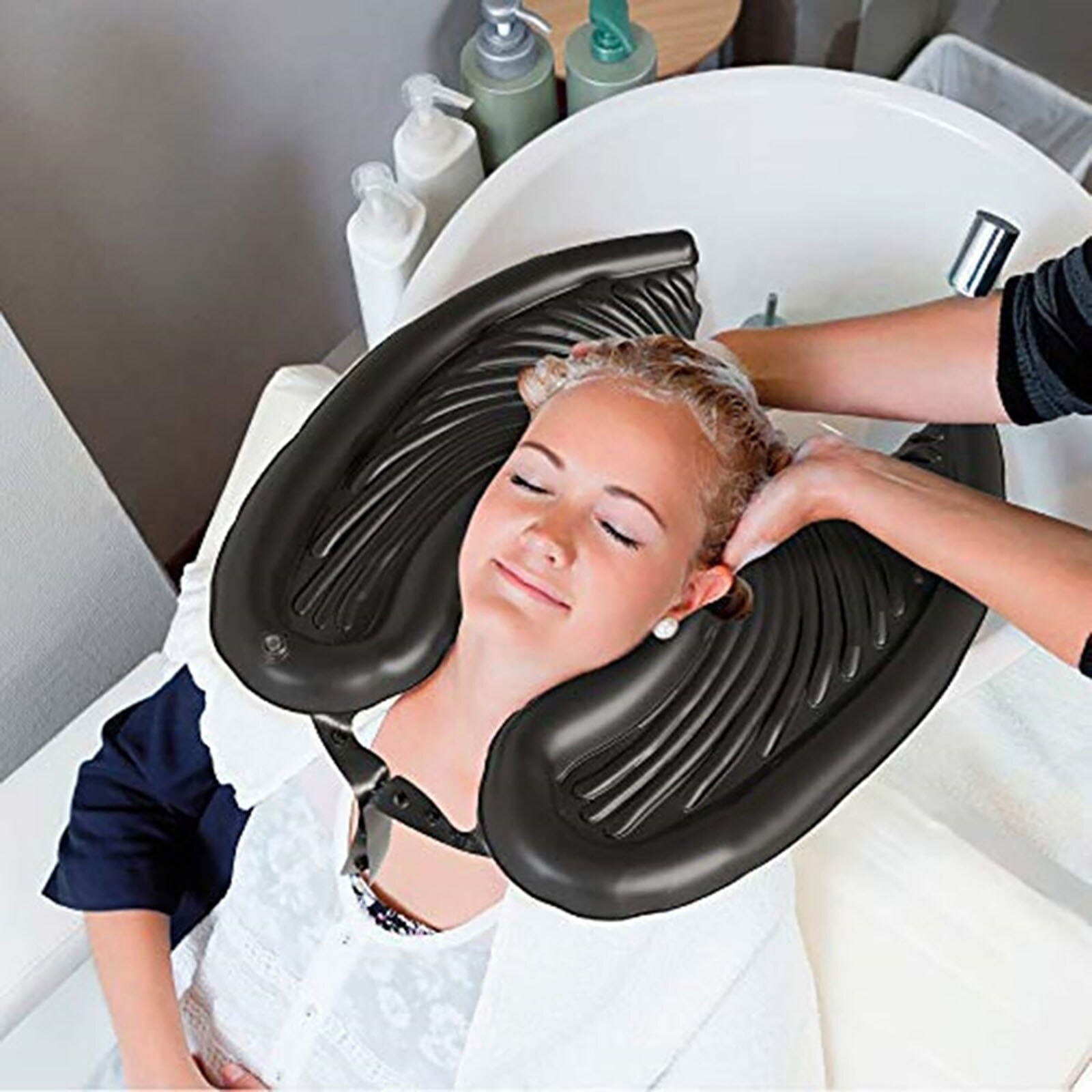 Opblaasbare Shampoo Salon Wastafel Wastafels Draagbare Materiaal Pvc Shampoo Pad Bassins Wassen Haar Sink Voor Kapper