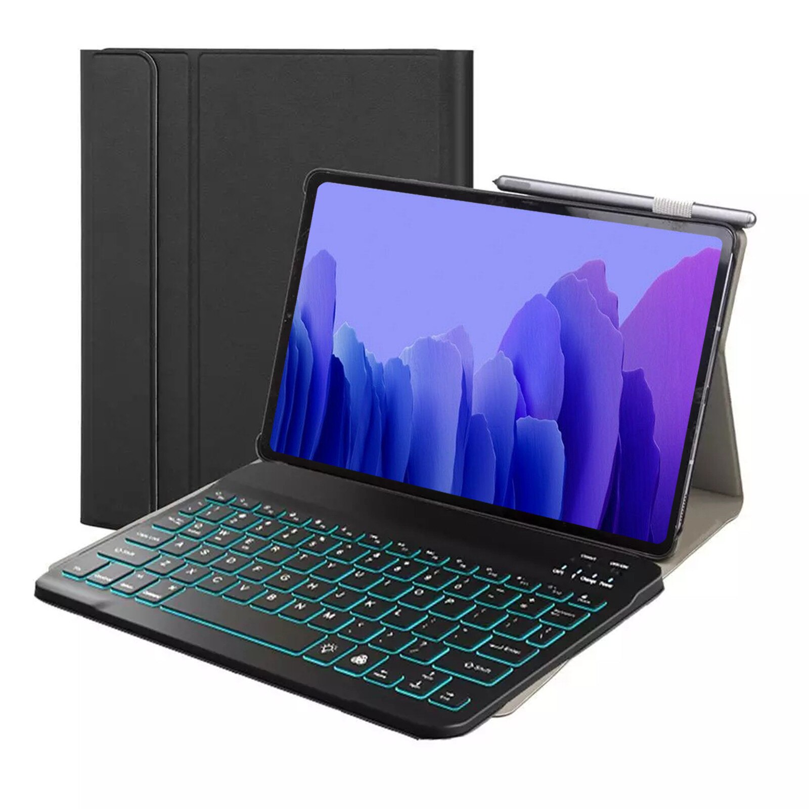 Zdejmowana podświetlana klawiatura Bluetooth pokrywa dla Samsung Galaxy Tab A7 10.4 2020 odporna na wstrząsy Tablet pokrywa ochronna akcesoria