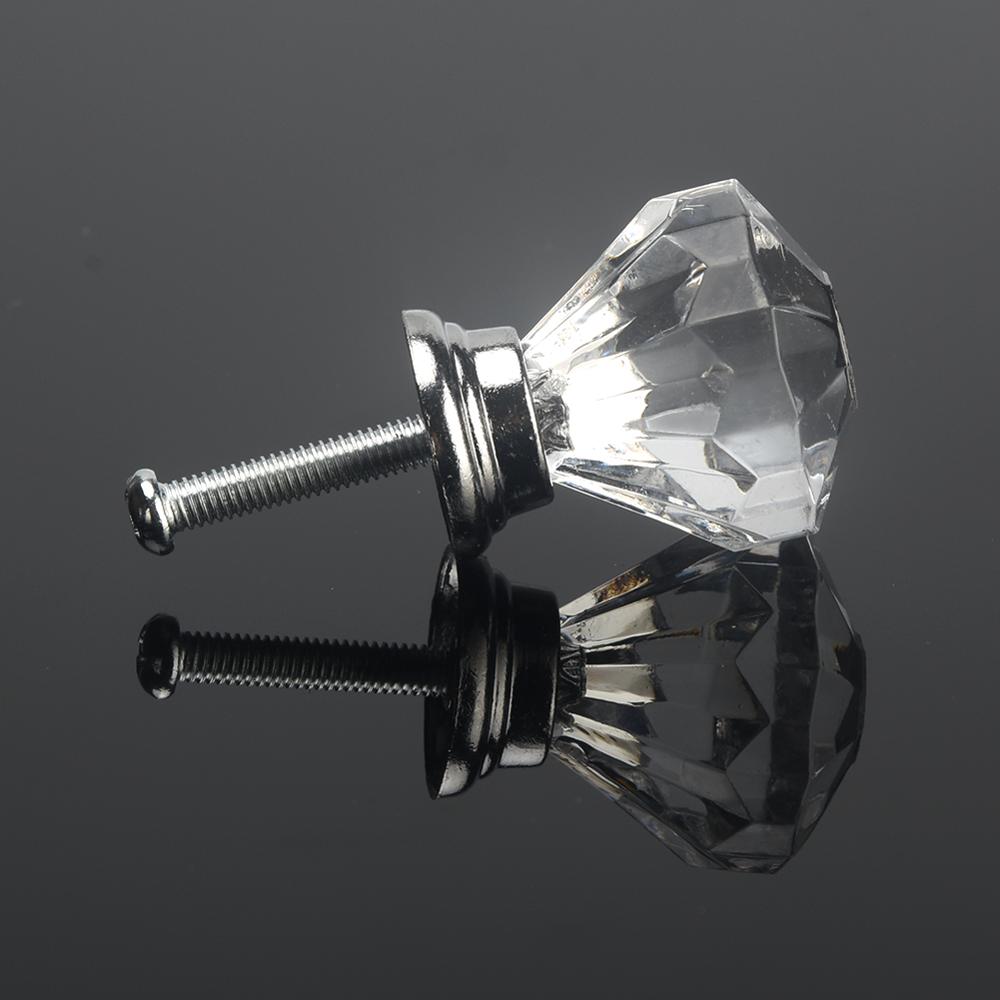 12 stk klar akryl 30mm diamant form knott skap skuff trekk håndtak knotter merke knotter og lysestaker til møbler skuffer