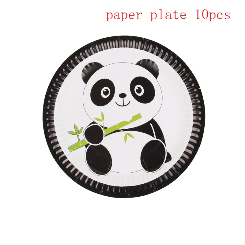 10 pièces/ensemble Panda thème fête papier bannières drapeau bébé douche enfants joyeux anniversaire fête décor papier fanion vaisselle jetable: paper plate 10pcs