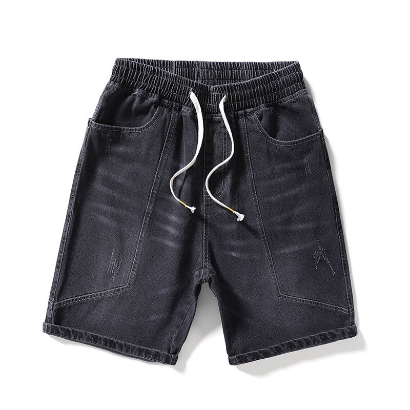 summer men korea style denim shorts letter jeans plus size 6XL 7XL 8XL loose elasticity cool hipster shorts