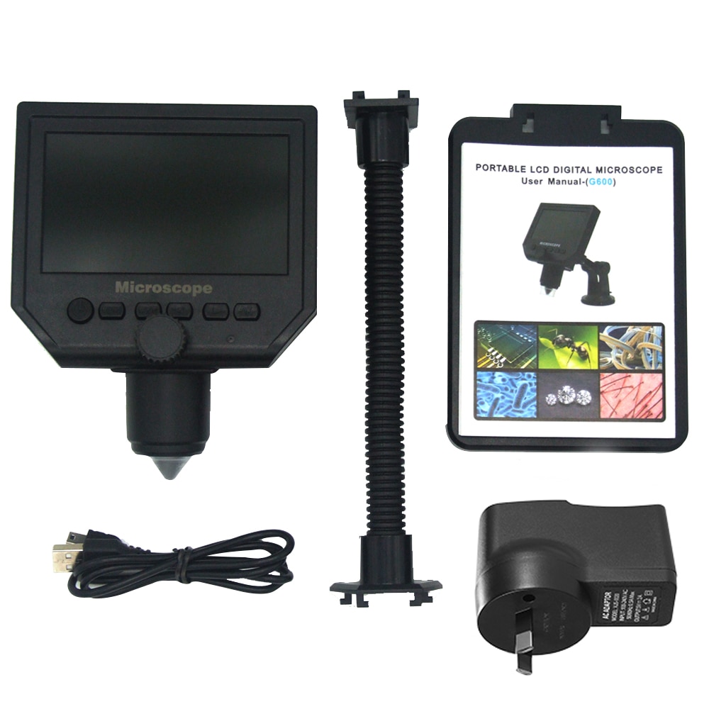G600 600X HD 3.6MP 8 LEDs Portable LCD Digital Microscope 4.3" Electronic HD Video Microscopes Endoscope Magnifier Camera