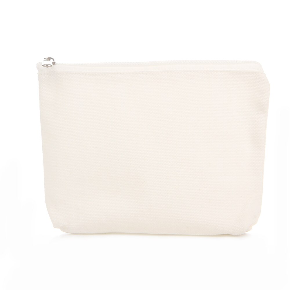 Bolsa para cosméticos de 6 pçs/lote, bolsa de algodão branco puro para faça você mesmo, com zíper, de lona