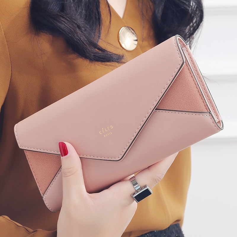 Cartera tipo sobre mate con Clip para billetes grandes para mujer,