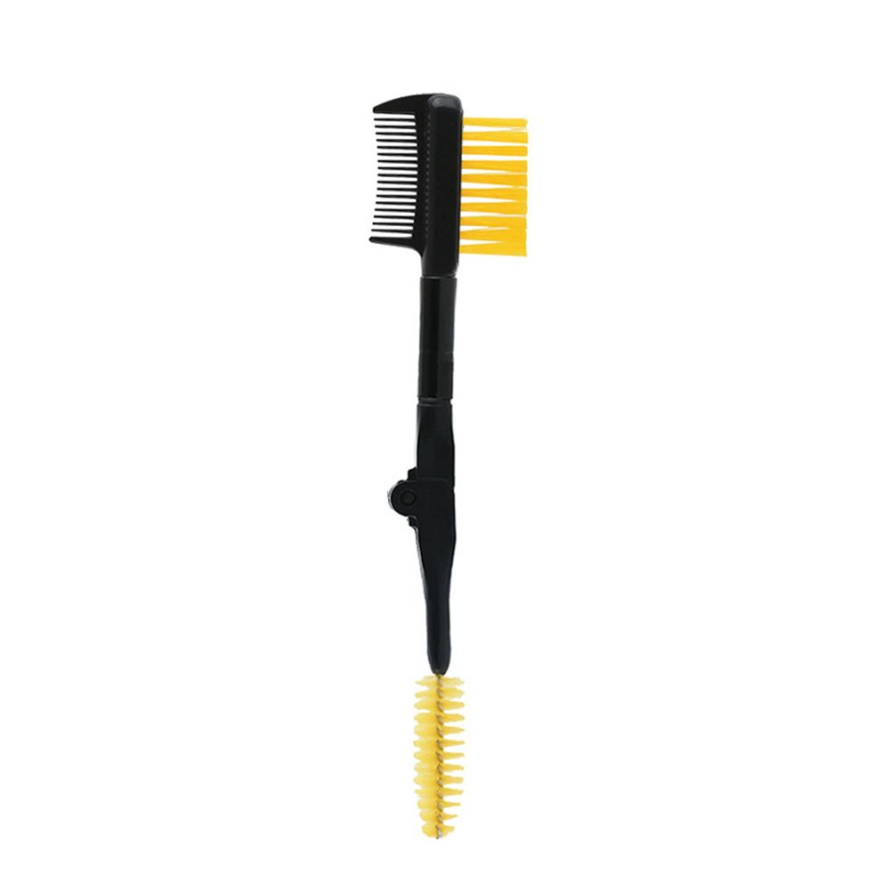 Mini peine plegable de doble punta para pestañas, cepillo separador de cejas, máscara de elevación, peine de Metal, herramienta de extensión de para mujer: 1PC yellow
