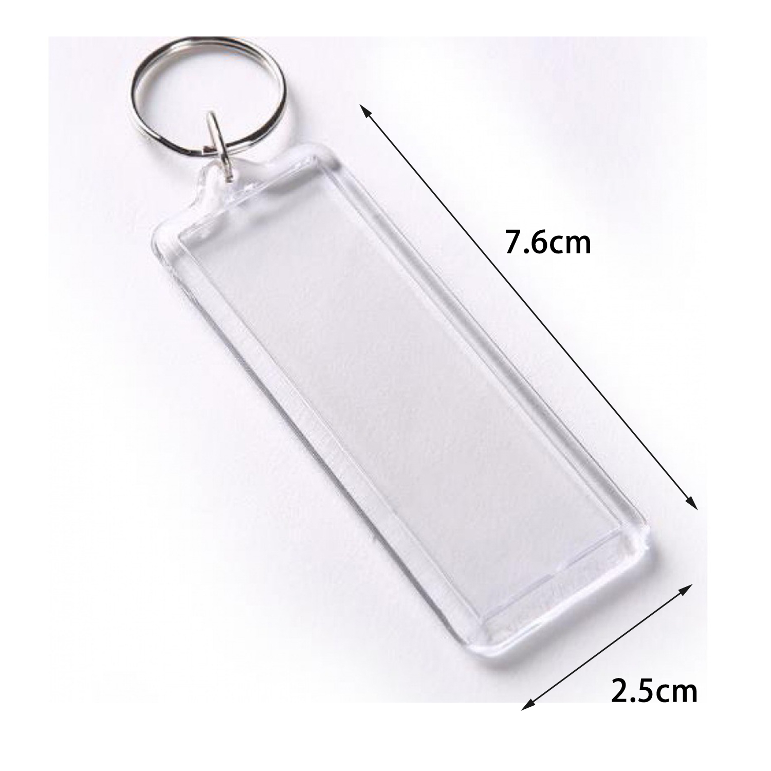 Photo Frame Keychian Acrylic Rectangle Insert Picture Frame Keyring Key Holder DIY Split Ring for Women Ladies Girls: Beige