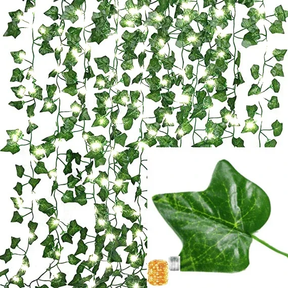 Hera Artificial para pared, plantas decorativas para el hogar, enredaderas, guirnalda verde colgante para habitación, jardín, oficina, decoración de pared de boda, follaje: LIGHT BLUE