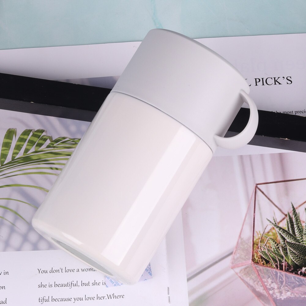 550ML Double Stainless Steel Thermos Food Soup Containers Large Capacity Vacuum Flasks Portable Lunch Bento Box: HA136-white