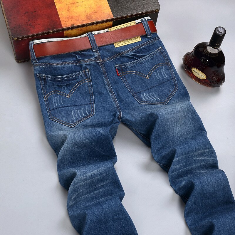 hommes noir bleu Jeans décontracté Slim Stretch Jeans classique Denim pantalon grande taille 28-40