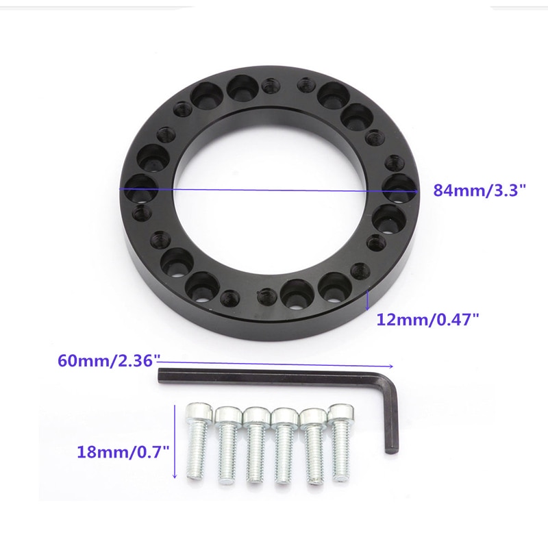 Tilbehør 12mm aluminium sort bil rat nav adapter spacer kit til nardi/personal til omp