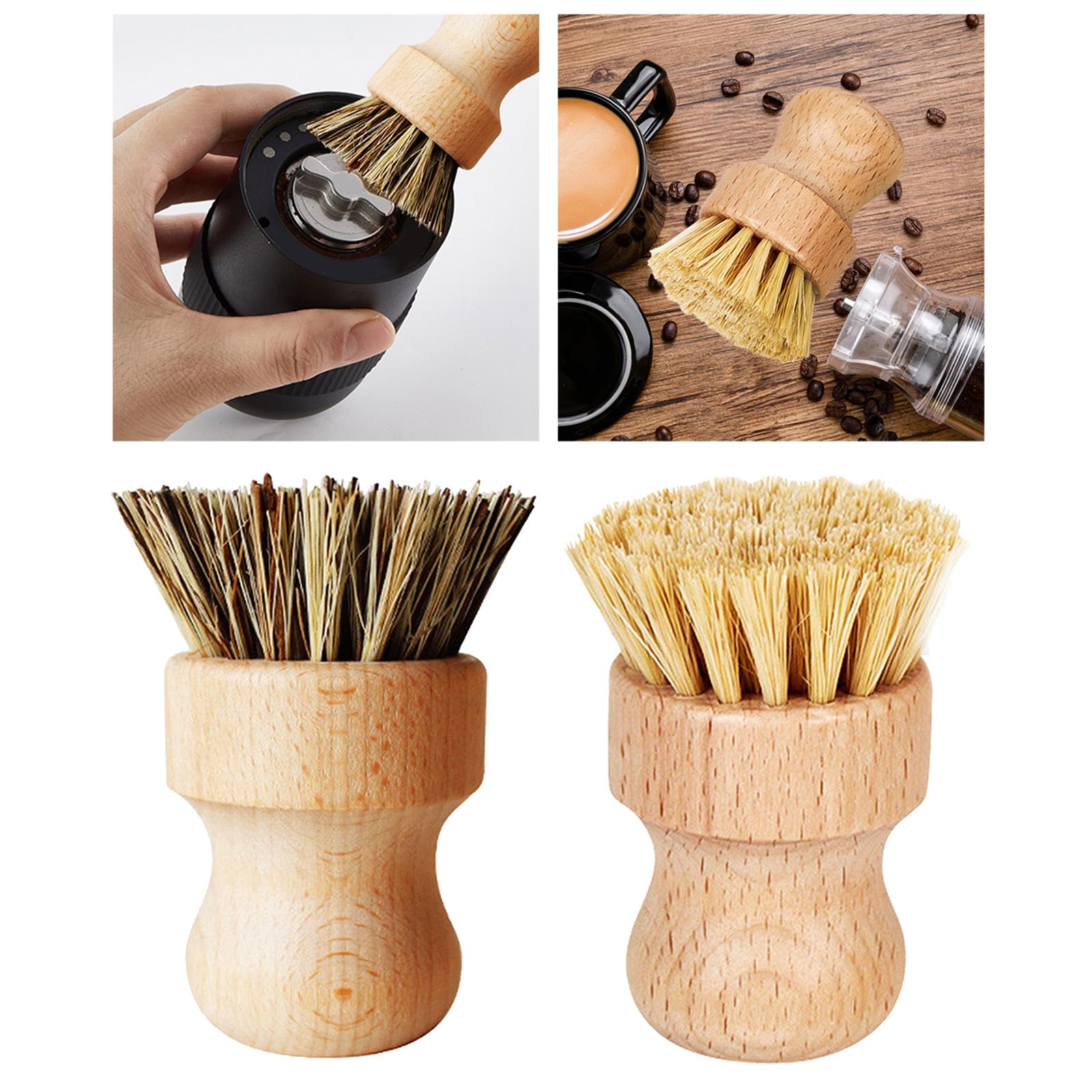 Washing Scrubber Japanese Short Wooden Round Washing Tidy Cleaner Cleaning Brush Kitchen Gadgets for Espresso Machine Pot Pan