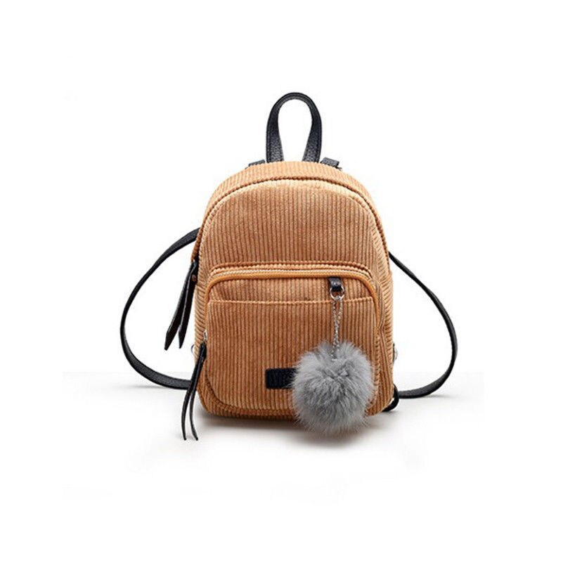 Lille skole rygsæk kvinder teenager unge piger solide skuldertasker rejse mochila corduroy rygsæk pung: Gul