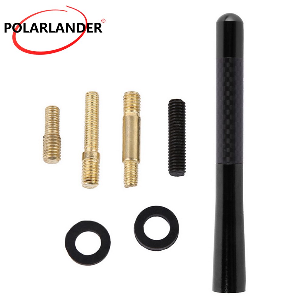 Polarlander Short Carbon Fiber Car Antenna 12CM Screw Aluminum voiture Universal car antenna car radio antenna