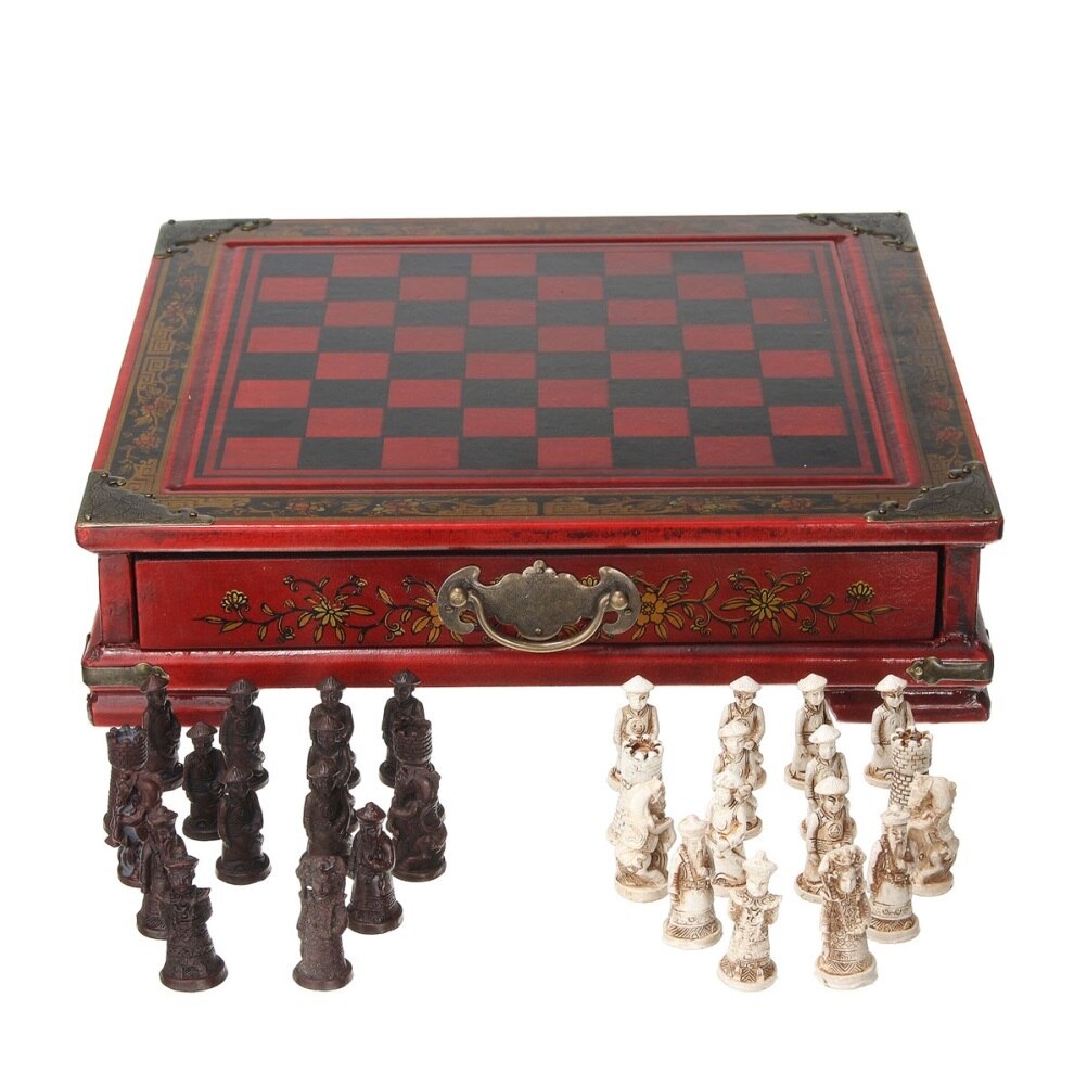 Klassieke Chinese Terracotta Krijgers Houten Schaakbord Puzzel Stripfiguren Schaakbord Spel Tiener Volwassen