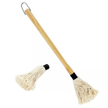 Barbecue Katoen Handvat Hoofd Natuurlijke Stijl Mop Fiber Grill Bedruipen Mop Professionele Barbecue Borstel 18Inch 46Cm