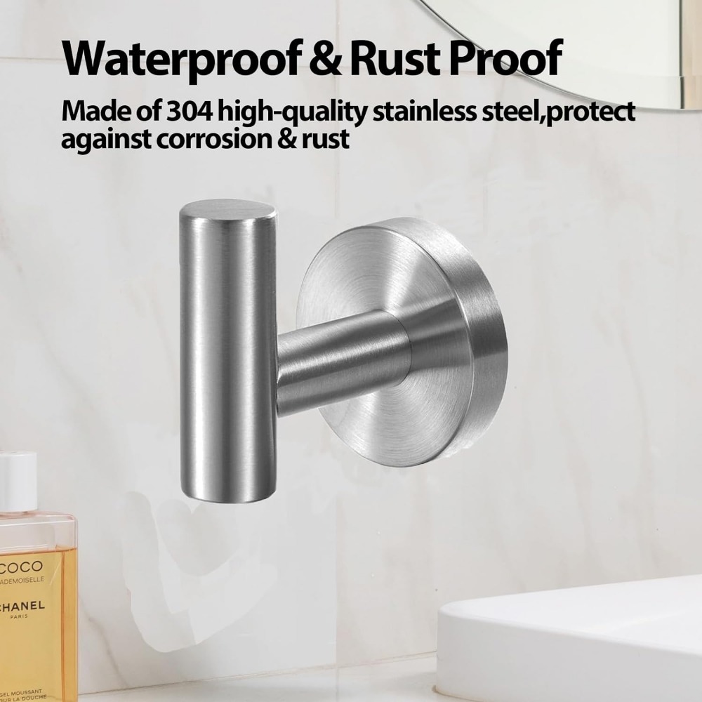 Ganchos para toallas de baño, soporte de almacenamiento de acero inoxidable SUS 304, perchero resistente, gancho de pared montado en la pared para baño y sala de estar