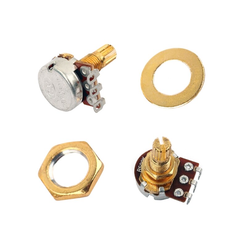 5Pcs B500k Potentiometer Splined Pot Electric Guitar Bass Effect Amp Tone Volume Parts