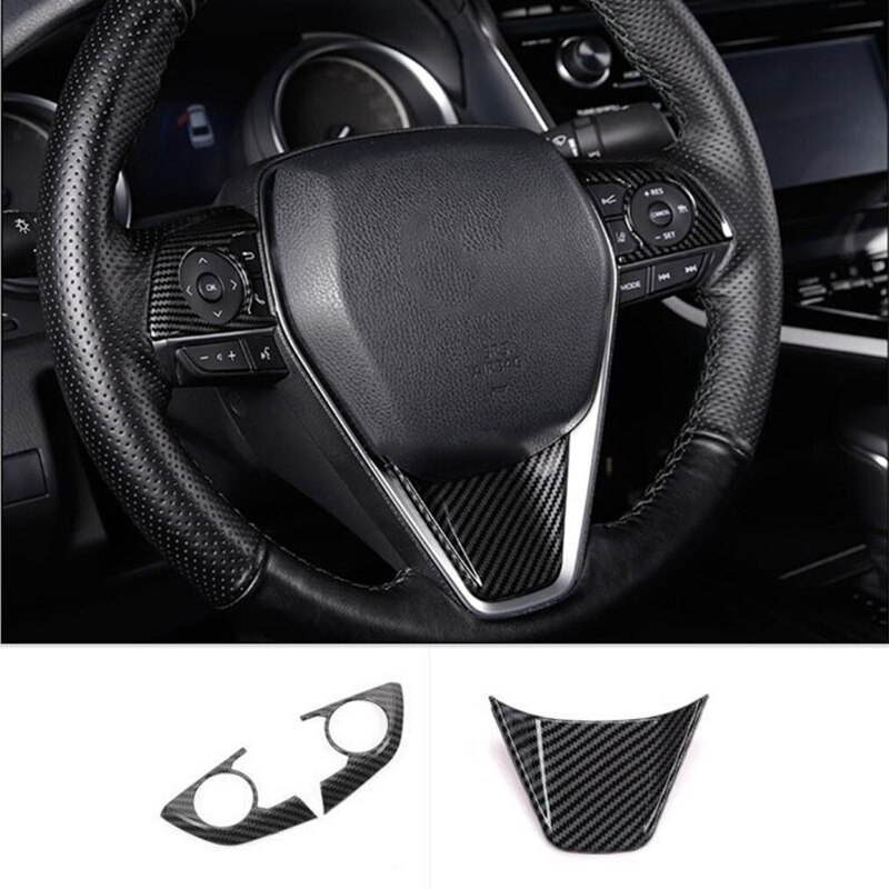 1 set koolstofvezel stuurwielknopframe-afdekking voor toyota camry