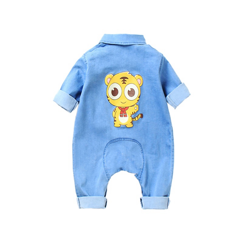 Baby Kleding Jongens Rompertjes Lange Mouwen Cartoon Print Denim Romper Kids Casual Jongen Jumpsuit